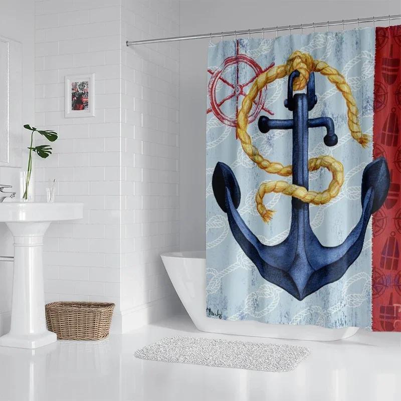 House Hold Waterproof Fabric Household Shower Curtain Accessories Shower Curtain 240 * 200 Home Marine Style Shower Curtain