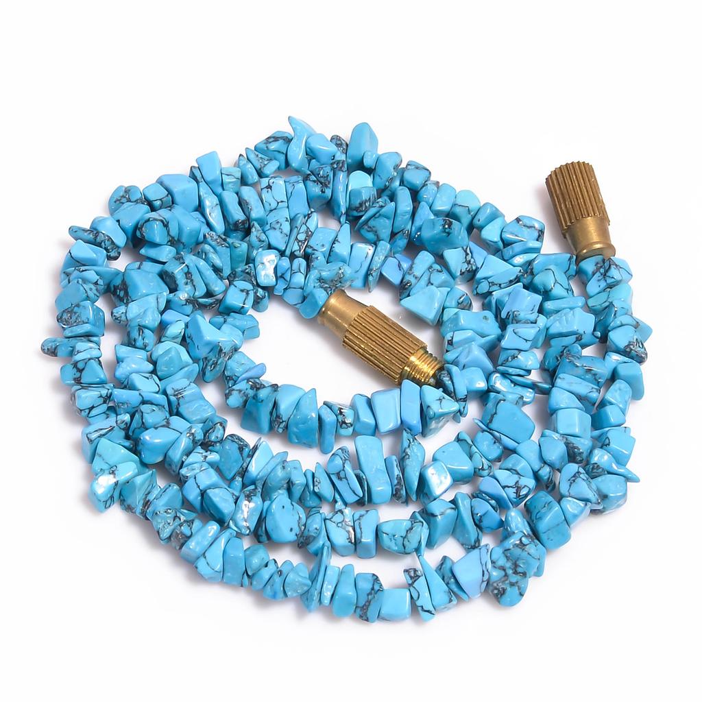 Natural Blue Turquoise Gemstone Uncut Smooth Beads Necklace 3-5 mm 18" UB-8361 UB-8361