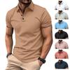 New Men's Casual POLO Shirt Ribbed Lapel Fashion Buttons Business Solid Colour Versatile T-shirt Tops