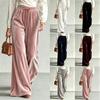 Women's Winter Casual High-Waisted Drawstring Wide Leg Pants with Pockets
