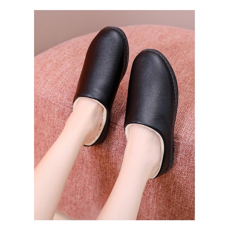 Women's Waterproof Non-Slip Winter Shoes - Comfortable Leather Slippers for Mid-Aged & Elderly