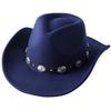 Dark purple Cowboy Hat New Jazz Knight hat cowboy hat monochrome felt hat men's and women's large brim outdoor hat