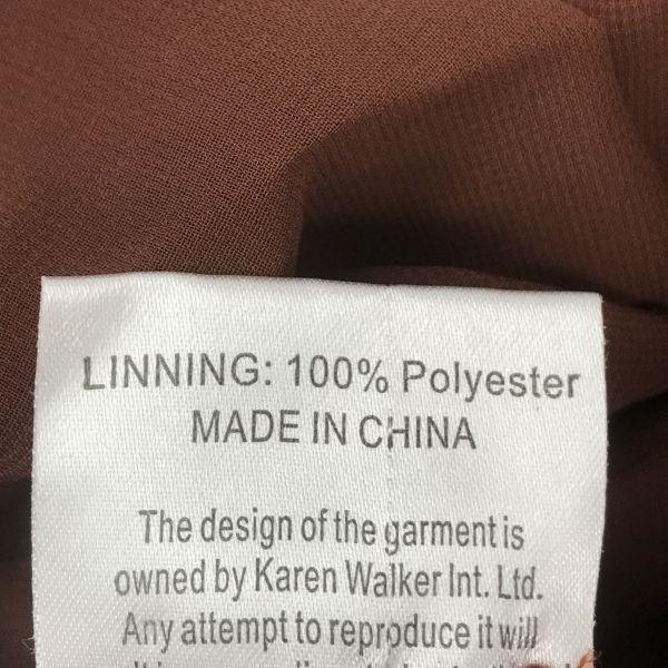 KAREN WALKER / 100% Silk Short Sleeve Dress [Women’s 8 / M / Orange × Brown Pattern / Skull Design](USED)