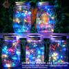 Solar Mason Jar Lid Light 20 Leds Fairy String Lights with Handles for Garden Hanging Lantern Patio Wedding Party (No Jar)