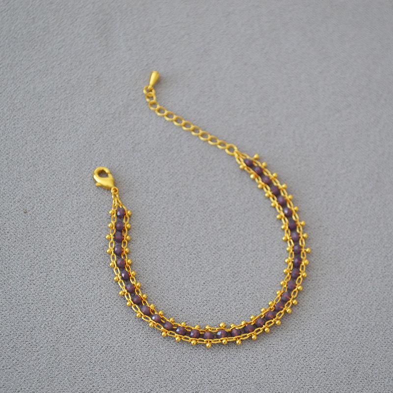 

Граненый браслет из черной шпинели с золотым покрытием