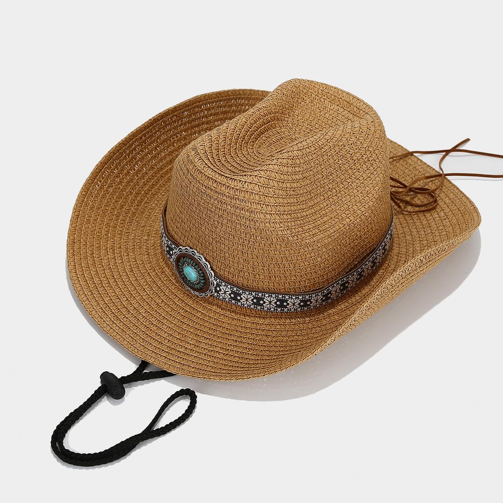 New American Dick Denim Hat Men's and Women's Outdoor Straw Sun Hat Retro Ethnic Style Jazz Shade Tide