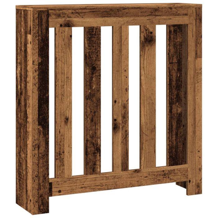 Cache radiateur vieux bois 78x20x82 cm bois d ingénierie
