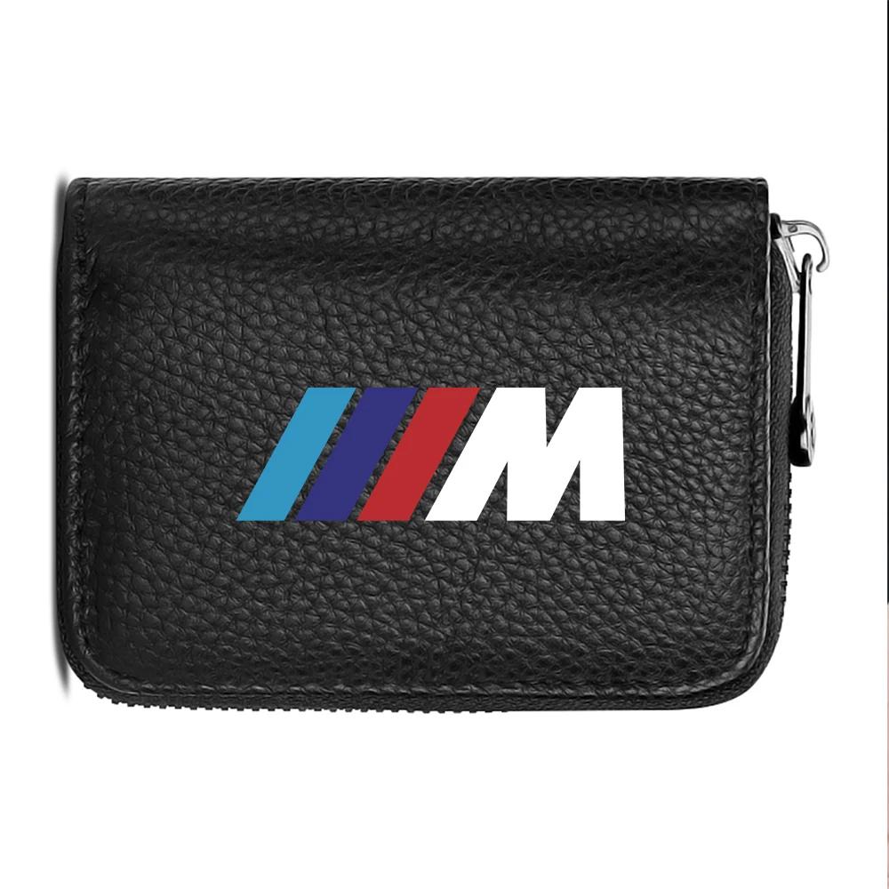 BAAZ2 Car Sticker For BMW For BMW PU Leather Men Women Card Holder Small Zipper Wallet Solid Coin Purse Accordion Design rfid ID Busin