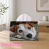 1pc 2D Flat Printed 17.78X10.92X12.95cm Tissue Box Jack Russell Terrier Puppy Portrait Suitable for Home, Office, Vehicle, And Party Settings CC608L00