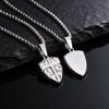 Small Shield Cross Necklace for Men, Stainless Steel Shield Pendant Necklace, Religious Stylish Jewelry
