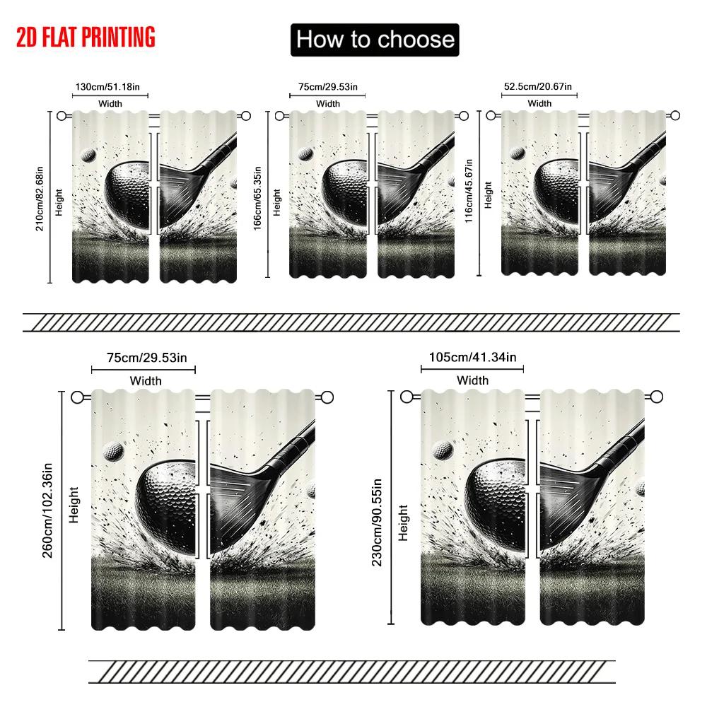 2pcs, plane printing Popular Curtain Panels golf Versatile Polyester Fabric (without rod) Decorations For Home Perfect for