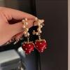 A Pair of Vintage Luxurious Exaggerated Strawberry-Inspired Dangling Earrings with Faux Pearls.
