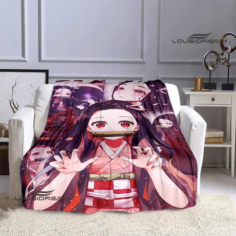 Demon Slayer Cartoon Deka s potiskem Dětské Teplé deky Flanel Měkká a pohodlná podšívka do postele Dárek k narozeninám