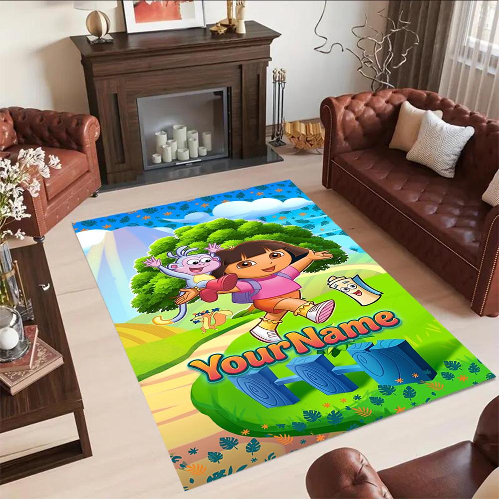 Dora Explorer Personalized Text Area Rug Design for Study room Dining Room Balcony Kitchen Antislip Carpet Anime Office Decor