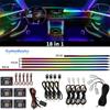 18 in 1 64 Color RGB Symphony Car Ambient Light Interior Acrylic Guide LED Strip Light Decoration Atmosphere Lamp by APP Control