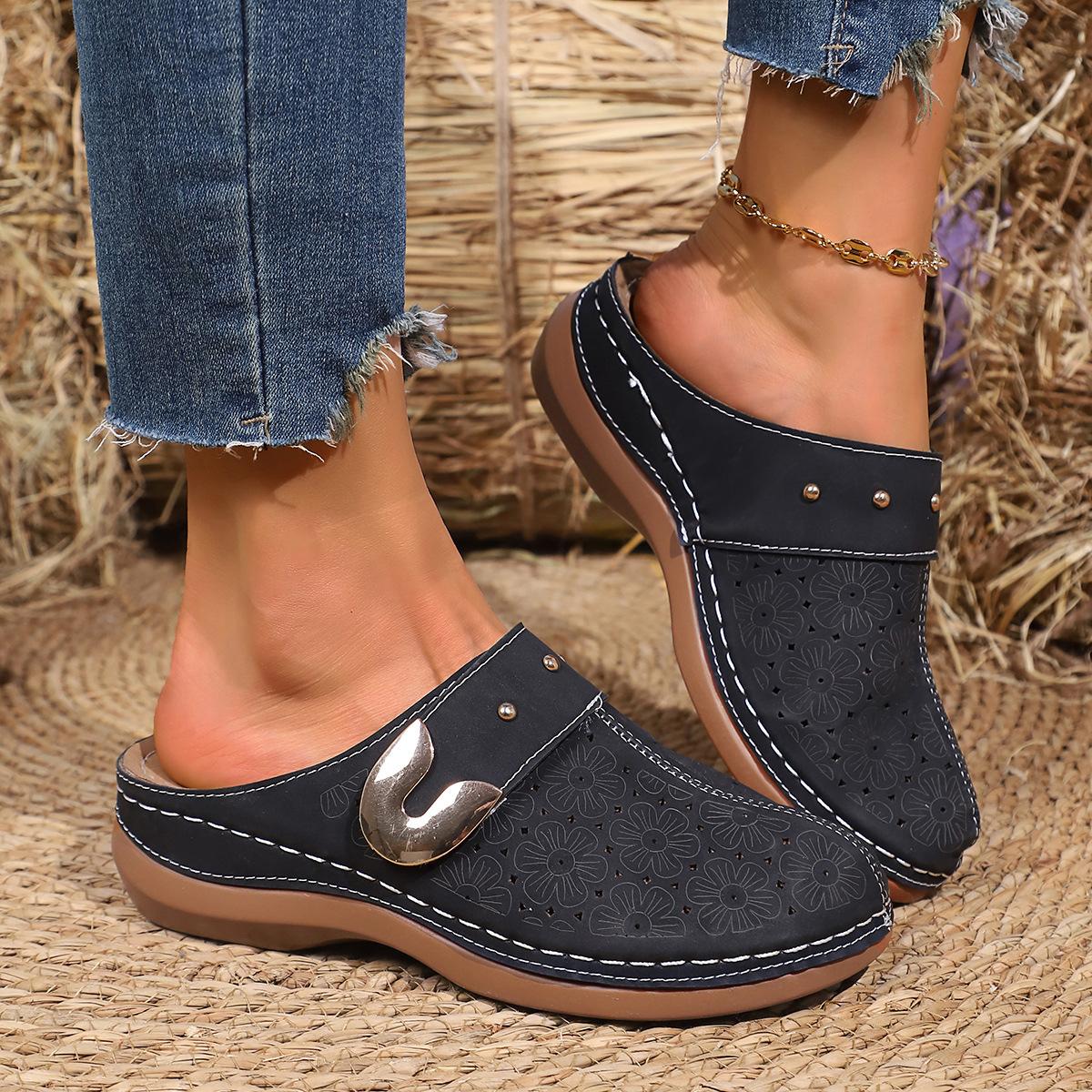 High-heeled sandals, slippers, bag head, thick-heeled mullers, black, pink, blue, white, Taizhou, Zhejiang. 36