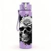 1PC Dark Rose Skull Art 750ml Color Plastic Sports Water Bottle Leakproof Flip Straw Lid Suitable for Sports Office Home Use