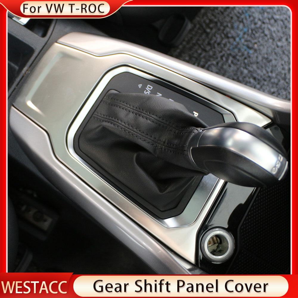 Edelstahl Auto Schaltknauf Panel Abdeckung Aufkleber Trim für Volkswagen VW Troc T-Roc 2018 2022