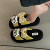 Fashion versatile cute cat cat thick bottom one-word drag female summer bow girl wear flat bottom slippers cool slippers