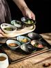 Ceramic Dim Sum Dish 100ML Japanese Retro Style Snack Bowl Household Creative Oval Hot Pot Dipping Sauce Plate Kitchen Utensils