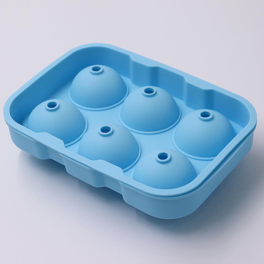 6-Hole silicone ice hockey bartending special ice grid kitchen round silicone ice cube mold синий