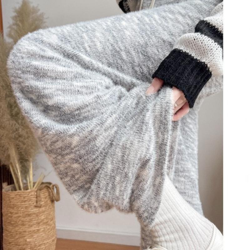 

Радужные брюки из клейкого риса для женщин Осень-Зима Новые брюки с высокой талией, стройнящие и драпированные, широкие брюки, прямые брюки, повседневные брюки плюс бархатные брюки XL