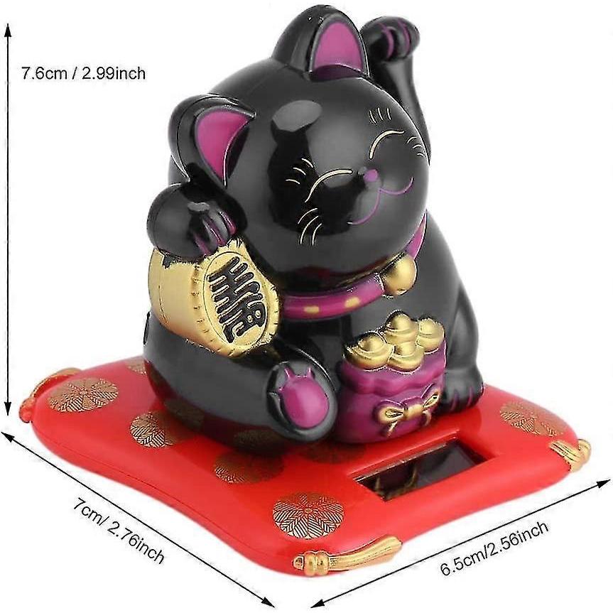 Glücksbringer Willkommenskatze Solar Niedliche Katzen Dekoration Haus Dekoration Auto Dekoration (schwarz) - DD01