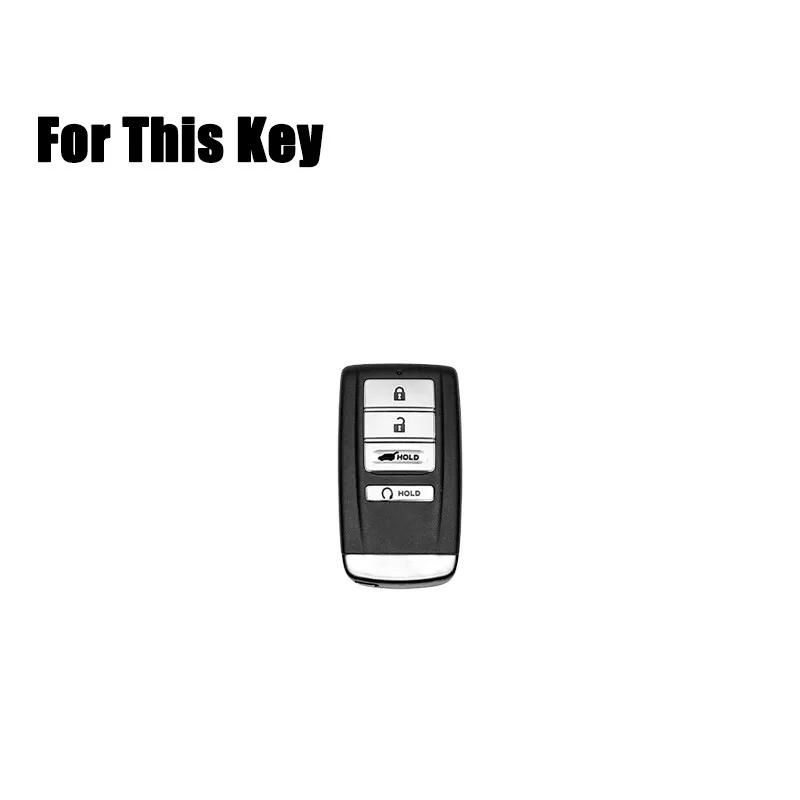 Aluminum Alloy Leather Car Smart Remote Key Fob Case Cover Holder Bag With Keychain For Acura CDX TLX RLX RDX MDX ILX 2016-2020