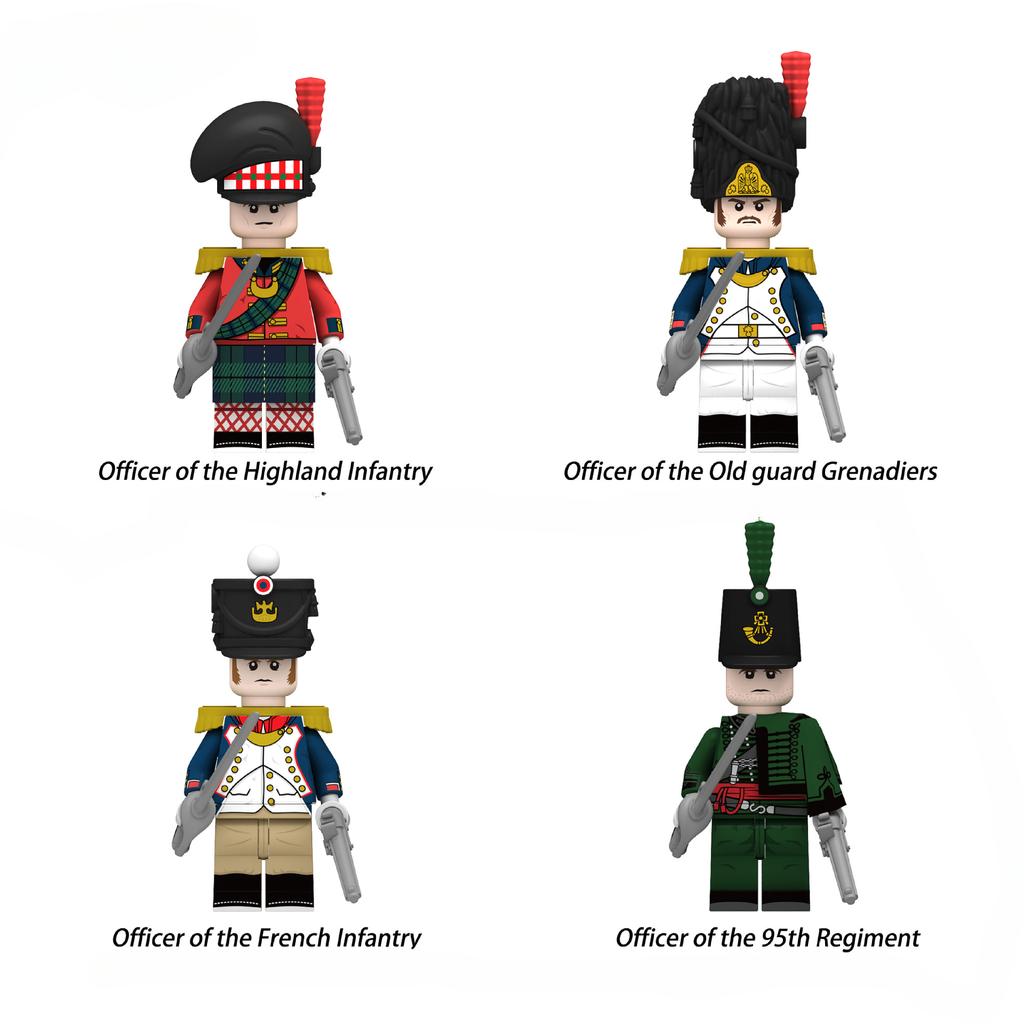 Napoleonic Wars Military Soldiers Building Blocks WW2 Mini Action Figures French British Fusilier Rifles Weapons Toys For Kids