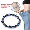 Magnetic Black Stone Elastic Bracelet with Blue Eye Beads - Popular European & American Jewelry