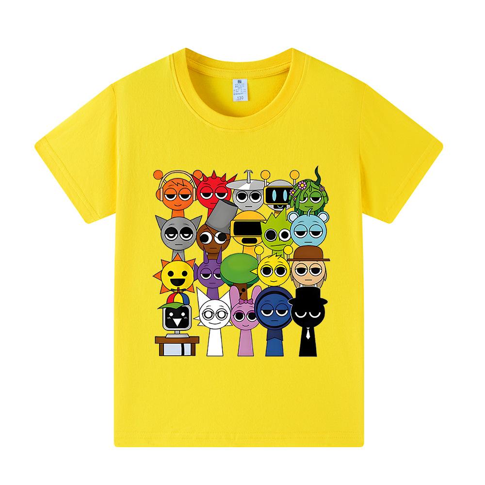 Summer Rhythm Box Sprunki Casual Fashion T-shirt Hip Hop Style Printed Round Neck Short Sleeve Unisex Fashionable Clothing