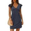 V-neck Flying Sleeve Solid Color Dress V-neck Ruffled Sleeve Pure Color Dress