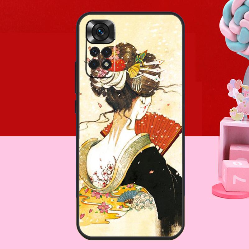 Japanese Geisha Case For Xiaomi Redmi Note 14 13 12 11 10 15 Pro Plus Redmi 15 C 13C 10C 12C 14C Soft Cover