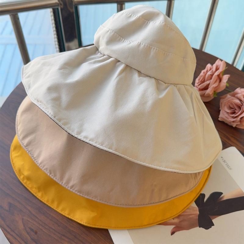2025 New Summer Empty Top Wide Brim Sun Hat for Women Anti UV Sunscreen Bucket Hat Female Sun Protection Outdoor Beach Cap