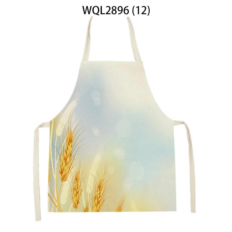 

Plants Printed Kitchen Aprons Men Women Cooking Cleaning Aprons Wheat Flowers Pattern Linen Waist Apron Baking Accessories 47x38cm
