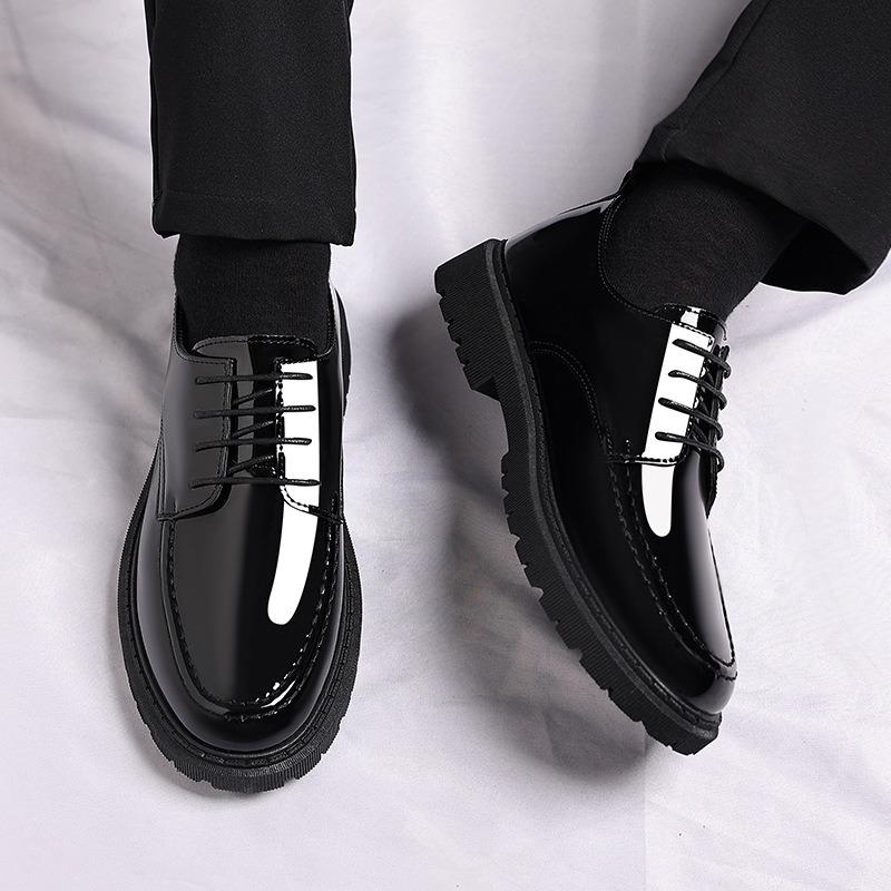 New bright leather men's shoes business casual British leather shoes men's invisible suit heightening shoes