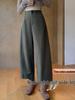 Women's Dark Gray Cropped Wide-Leg Pants - Slim Fit, Petite & Pear-Shaped, Autumn Casual