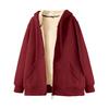 Fleece Thickened Hoodies Women Solid Color Zip Up Warm Lined