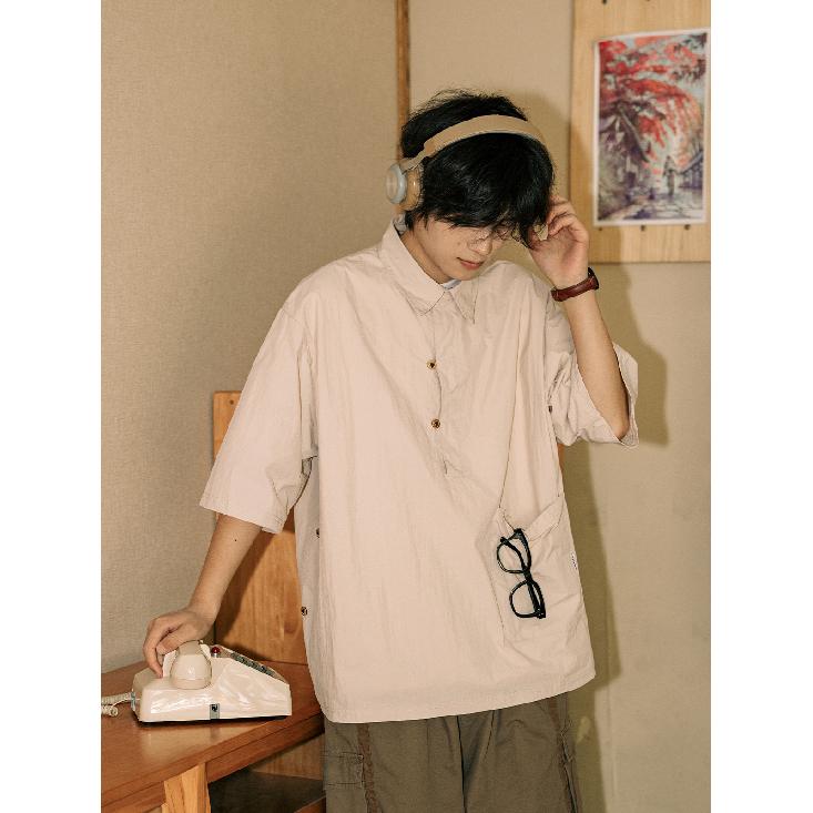 Poloshirt mit Kragen und kurzen Ärmeln, Herren Kurzarmhemd, Nischendesign, Minimalistisches Hemd, College-Oberteil für Paare