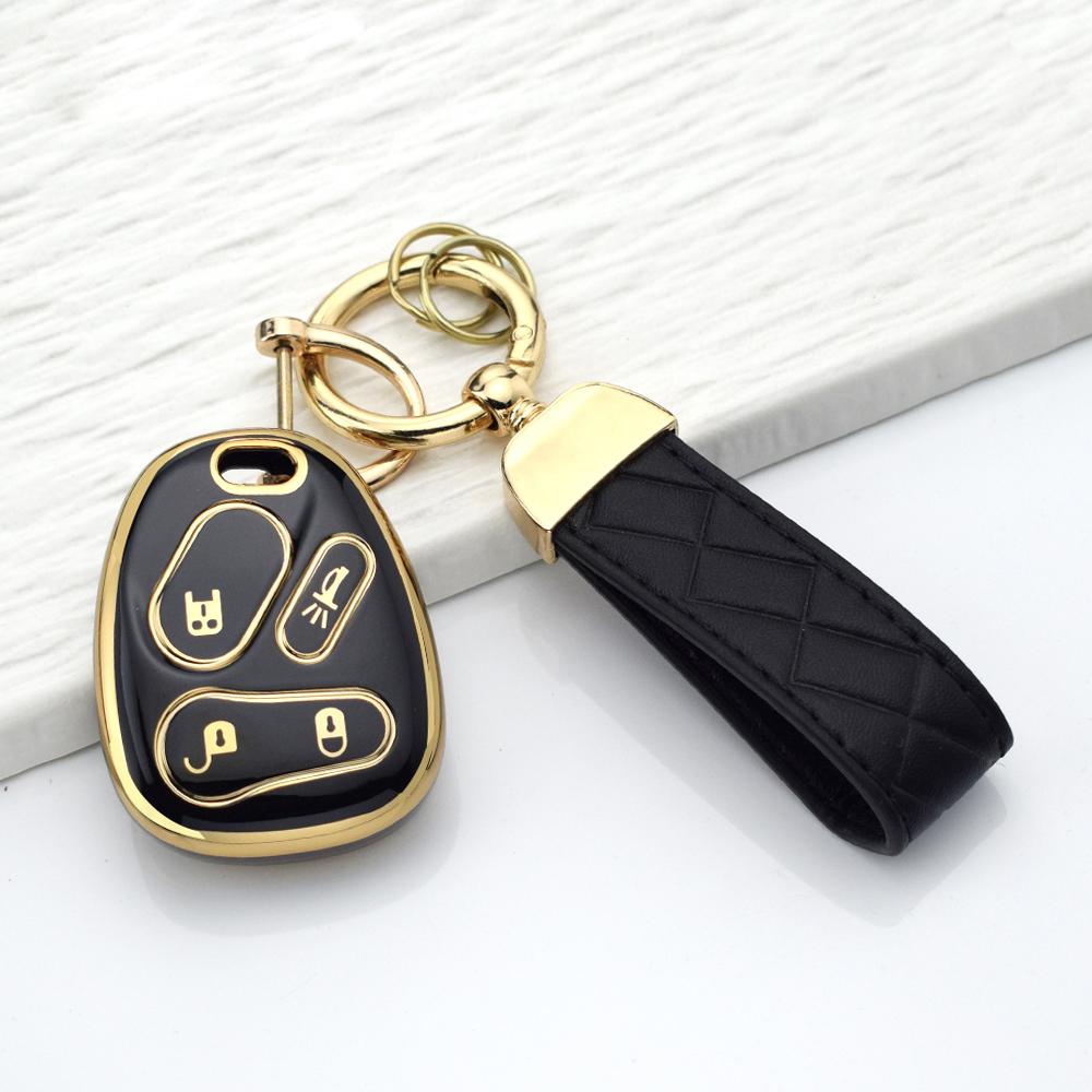Anti-Scratch Car Key Case Cover for Chevy Silverado Tahoe Suburban Equinox Avalanche SSR LHJ011 Key Bag with Keychain Accessory