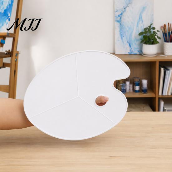 Acrylic Paint Palette Oval with Thumb Hole, Portable Artist Watercolor Mixing Painting Tray for Oil Board