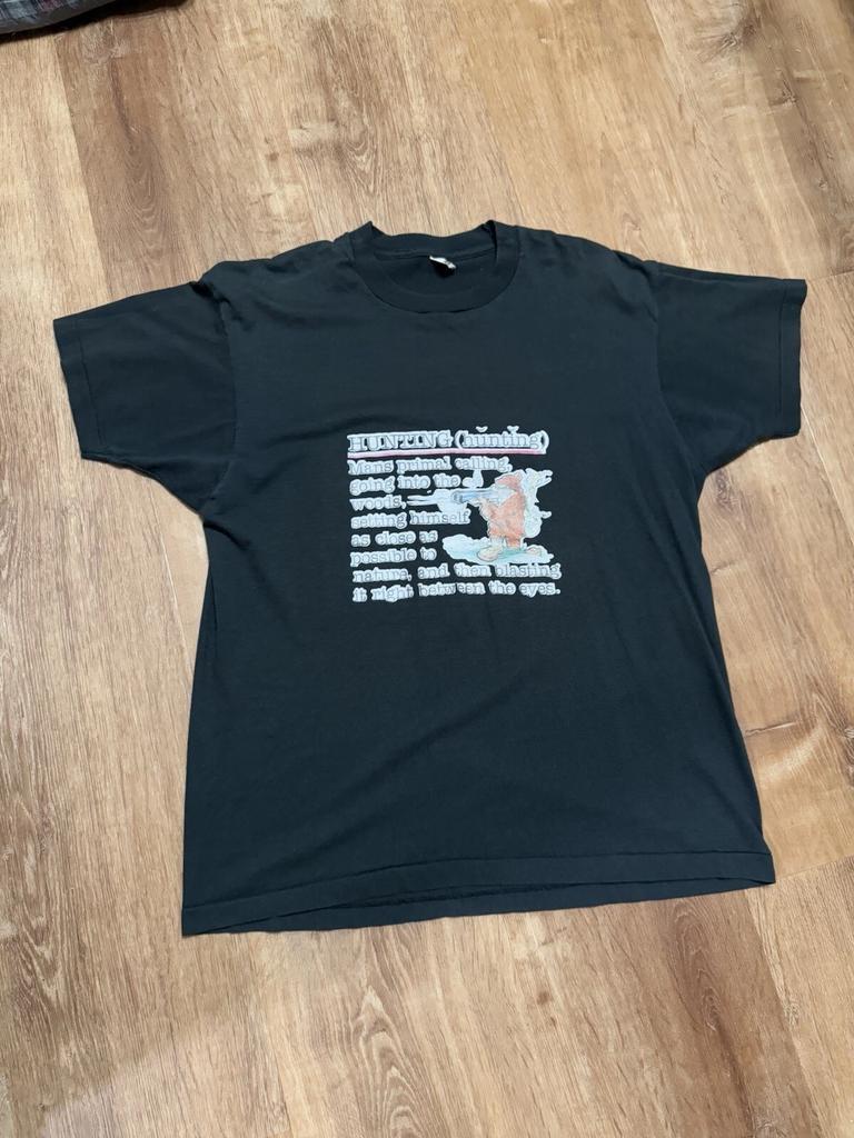 Vintage 80s Hunting Definition TT-Shirt Funny Meme Nature Single Stitch Black M