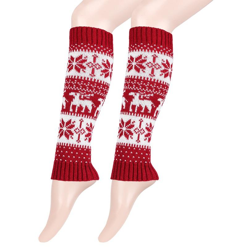 Christmas Boot Socks Womens Winter Leg Warmers Ankle Stretch Slouch Warm Thermal Ladies Wool Knitted Snowflake Female Gaiter