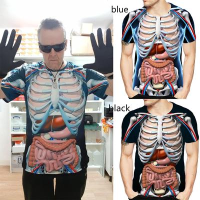 Edukacyjna koszulka rzeczywistości rozszerzonej dla anatomii 3D z nadrukiem wokół szyi i krótkim rękawem T-Shirt Anime zabawna Halloweenowa męska koszulka