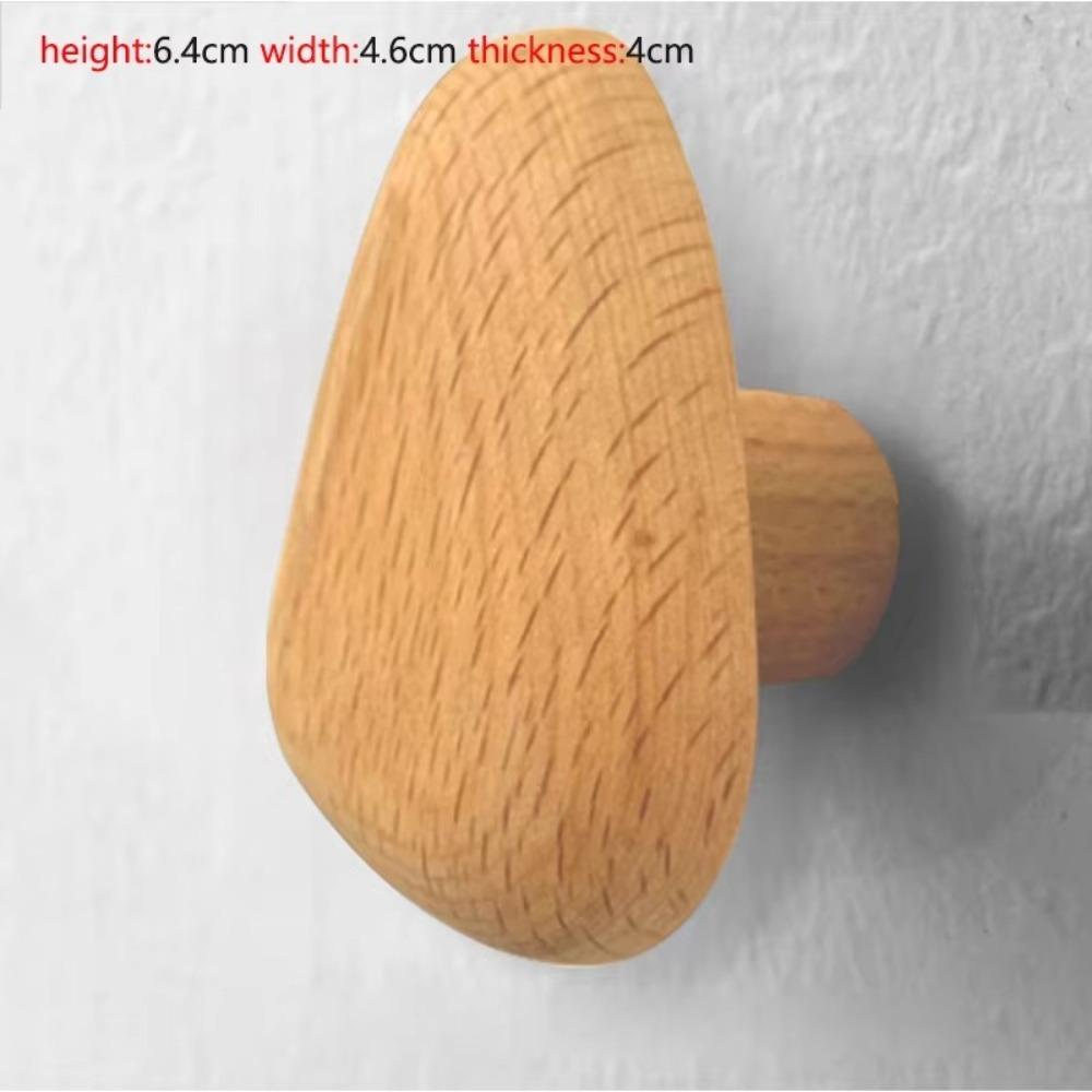 Natural Wood Wall Mounted Coat Hook Key Hat Scarf Handbag Storage Hanger