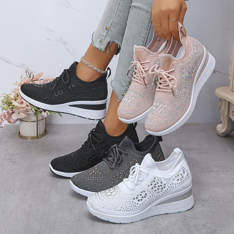 Women'S Sneakers - Low-Top Lace-Up Shoes with Cushioned PVC Sole, All-Season Everyday & Formal Shoes for Gym, Office, Parties - Black Sneakers