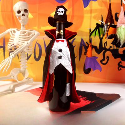 Upírský plášť Halloween Obal na láhev vína Šampaňská taška Jídelní stůl Halloween Potluck Pultová dekorace na láhev vína