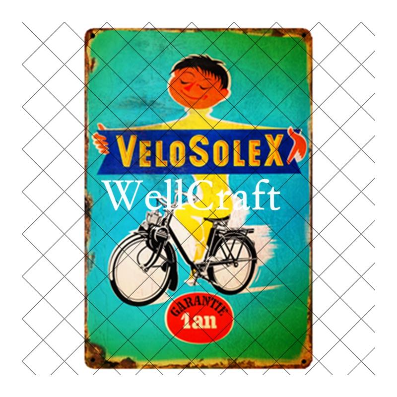 WellCraft Cartelli in Latta per Biciclette Velosolex Targhe Murali Retro per Bici Decorazione Pub WX