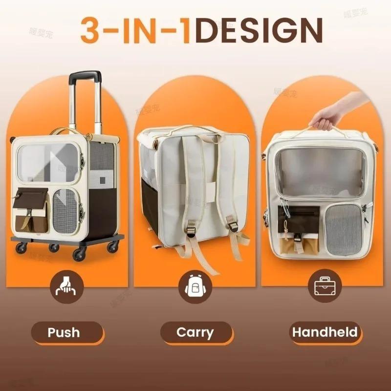 Travel Rolling Pet Handbag With Wheels For Large Cats Small Dogs Under 10kg Convenient Carrier For Walking And Camping