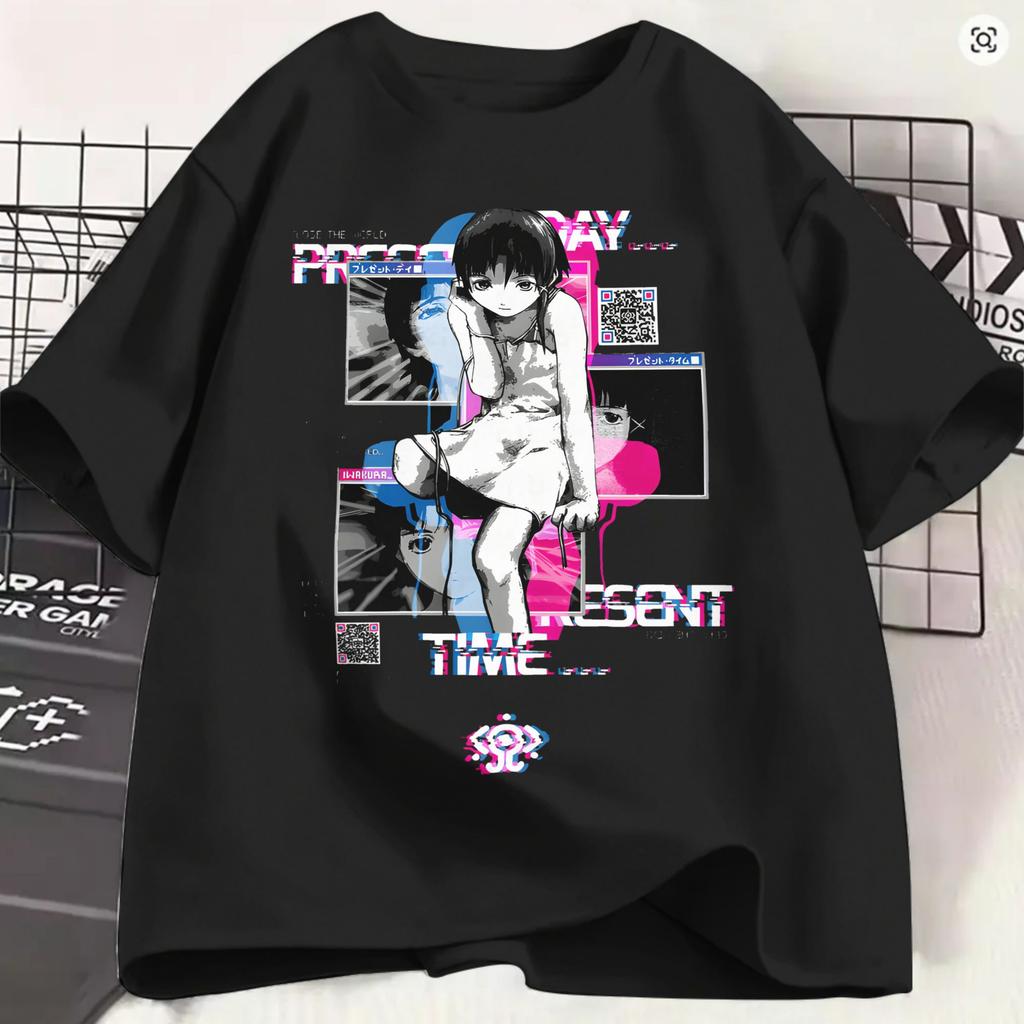 Serial Experiunisexts Lain Tshirt Summer 100 Cotton T Shirts For Unisexs Fashion Print Tshirt Short Sleeve Y2k Funny Tees